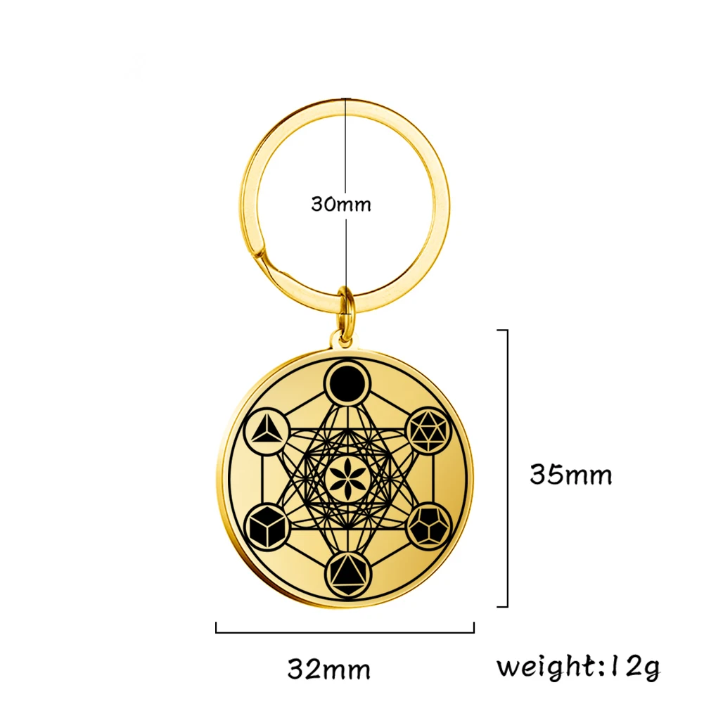 Archangel Metatron Angel of Life Seal Solomon Car Keychain Accessories Gadgets for Men Women Talisman Stainless Steel Keyring