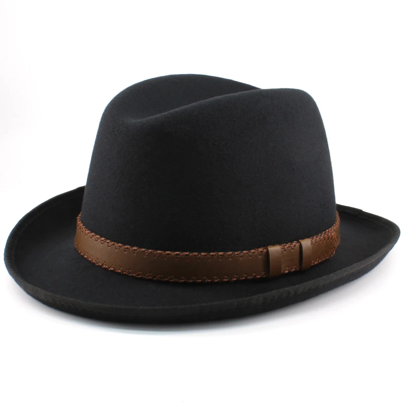 Men Women Wool Blend Classical Retro Homburg Hats Party Fedora Caps Outdoor Trilby Sunhat Jazz Winter Warm Adjustable Size M-L