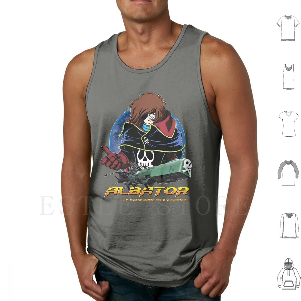 Albator Le Corsaire De L'espace ( Captain Harlock ) Avec L'atlantis ( Arcadia ) Tank Tops Vest Sleeveless Albator