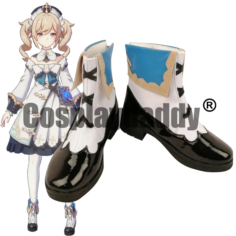 Genshin Impact Mondstadt Church of Favonius Deaconess Shining Idol Barbara Pegg Cosplay Shoes Ankle Boot S008