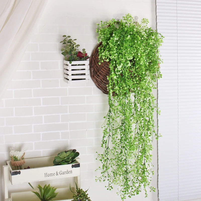 Artificial Plants for Home Decor Silk Flowers Basket Wall Hanging Green Bouquet rattan flower vine balcony Wedding Garden Decor