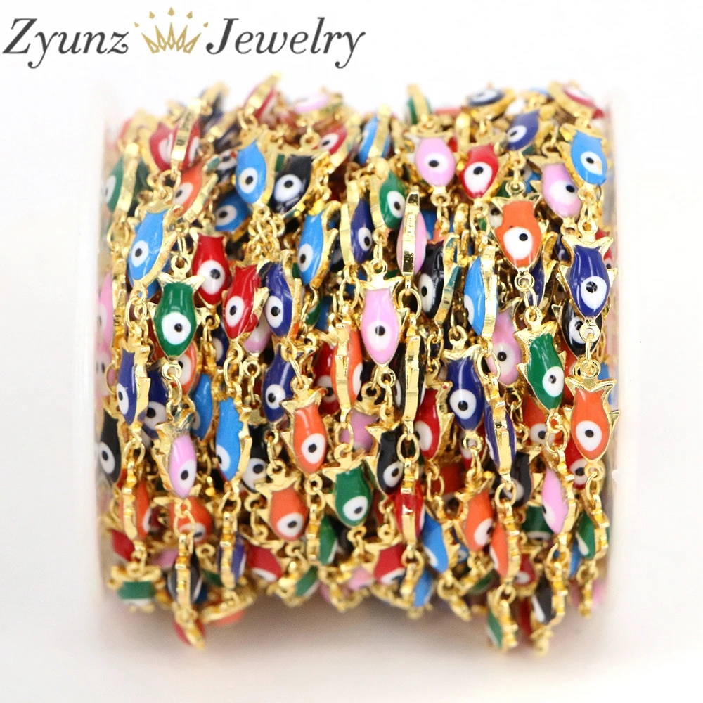 5 Meters, Oval / Fish / Round Eye Chain Colorful Cable Beaded Chain Necklace Enamel Chain for Jewelry Making Components Crafts