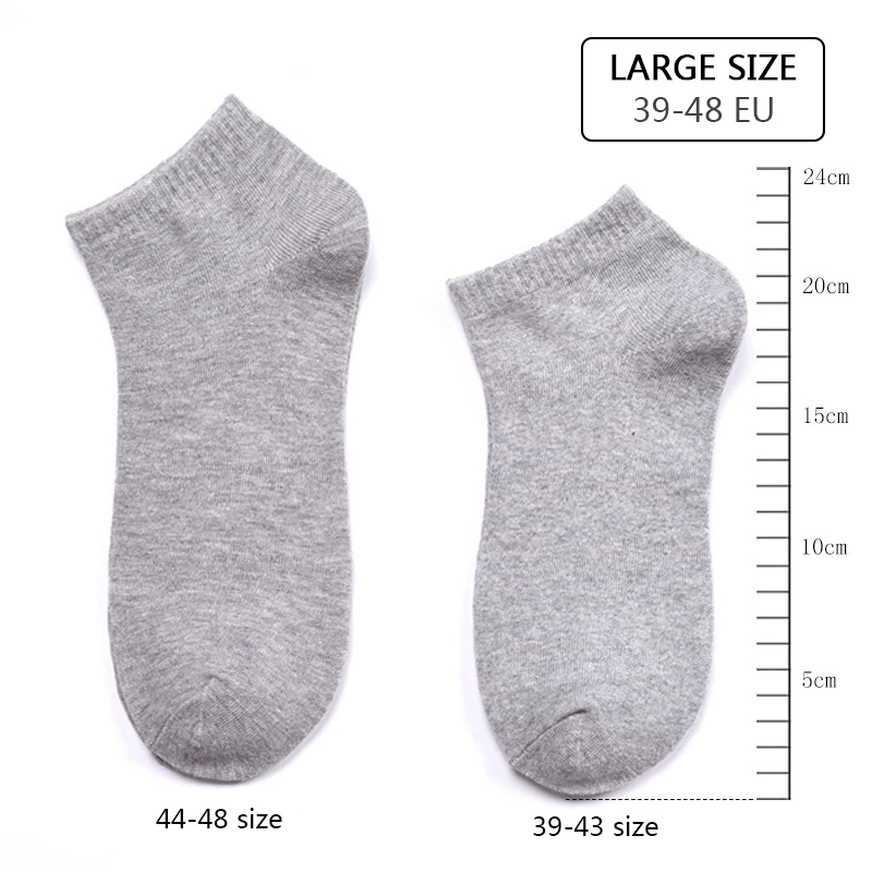 Chaussettes en coton respirantes pour hommes, grande taille, bateau, courtes, affaires, mâle, haute qualité, été, lot de 10 paires, 44 45 46 47 48