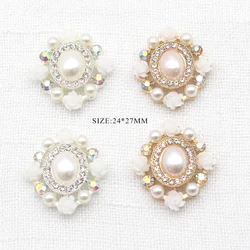 New Fashion Alloy Rose Button 5pcs/Lot 24*27MM DIY Sewing Handwork Plating Gold Decoration Metal Beautiful Accesories