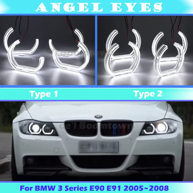 

DTM Style White Crystal LED angel eyes halo rings For BMW 3 Series E90 E91 2005 2006 2007 2008 Car Xenon headlights