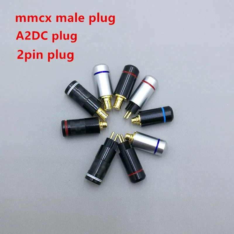 2 pcs custom made universal pin Socket  mmcx plug, A2DC plug, 0.78mm 2pin Pure copper gold plated Built-in hreaded