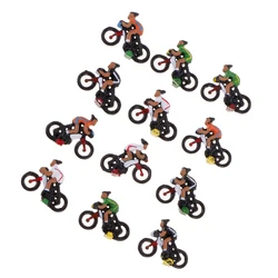 12pcs 1:87 Scale Mini People Figure Cyclist Toys for Diorama, Model Trains, Architecture Projects Rider Model Landscape Layout