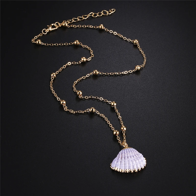 Natural Bohemian Conch Necklaces For Women Girls Fashion Shell Cowrie Pendant Necklace Ocean Beach Female Summer Jewelry Gifts