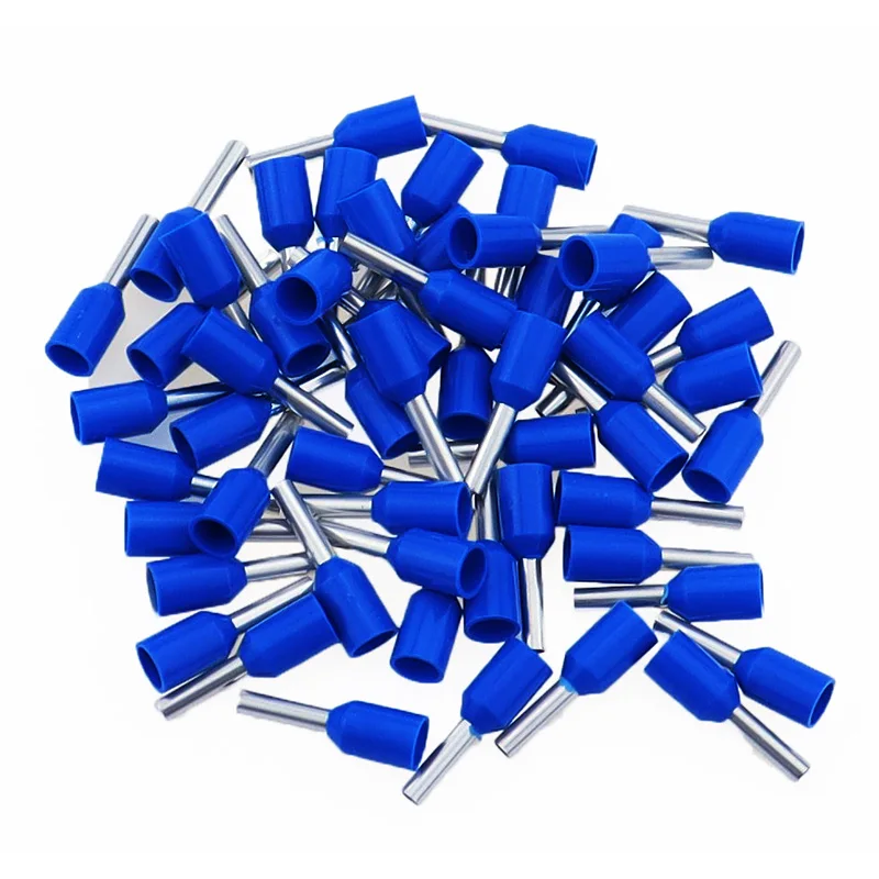 100pcs/Pack E0508 E7508 E1008 E1508 E2508 Insulated Ferrules Terminal Block Cord End Wire Connector Electrical Crimp Terminator