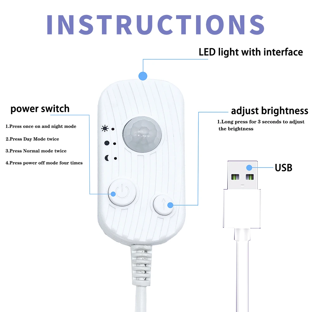 Listwa oświetleniowa LED USB 5V 2835smd 60leds/m z możliwością przyciemniania PIR czujnik ruchu lampka nocna USB Ded szafka schody szafa oświetlenie