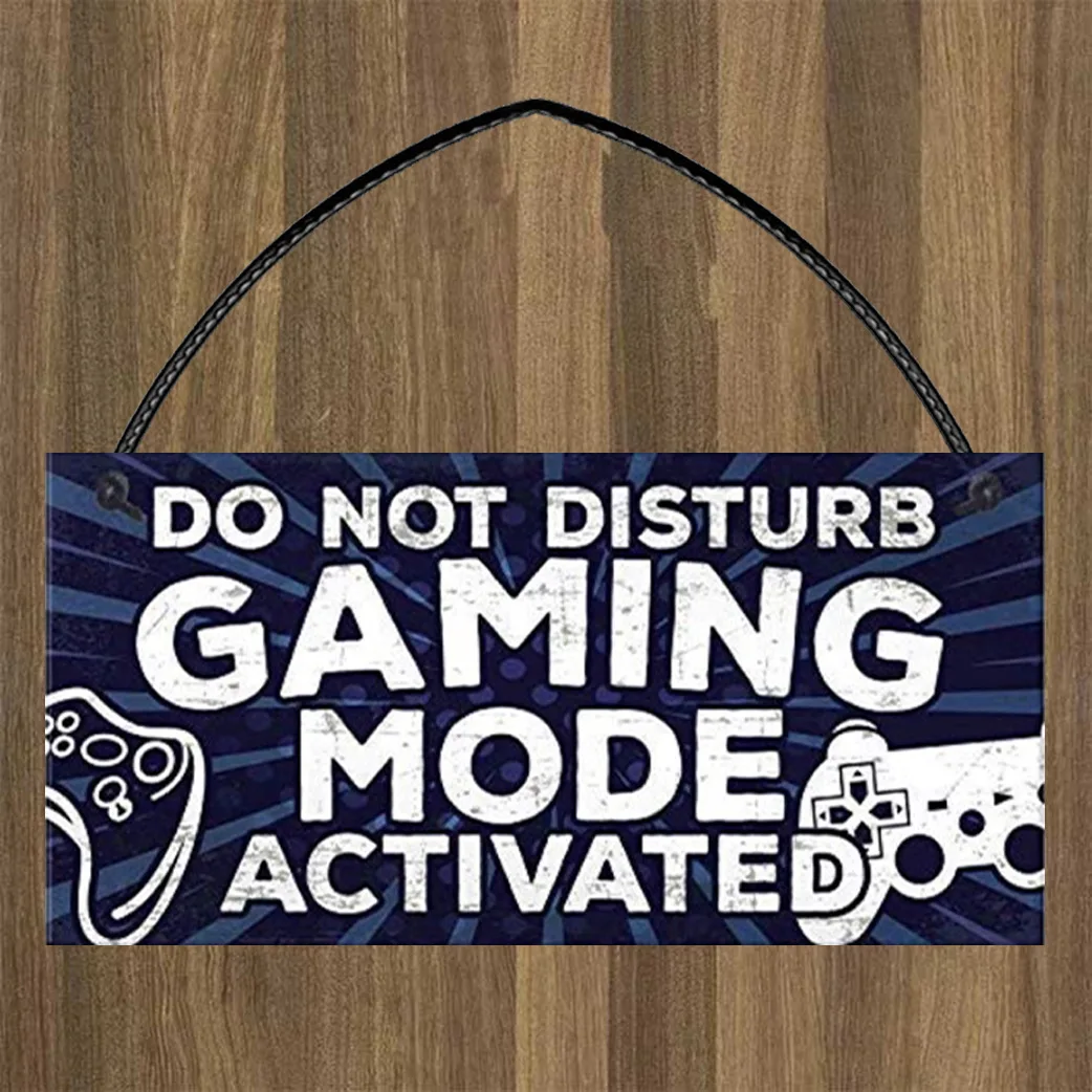 Do Not Disturb Door Signs for Game Lovers Letter Print Square Wooded Door Hanging Plate Board Funny Gift 20x10cm