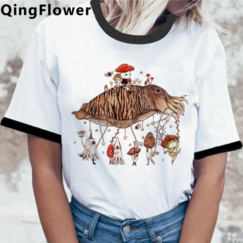 Mushroom summer top tshirt female harajuku couple clothes tumblr  harajuku kawaii t shirt white t shirt aesthetic