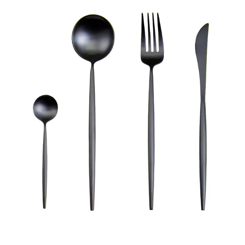 Black Dinnerware Matte Black Cutlery Set Silverware Set 18/10 Stainless Steel Dinnerware Set Spoons Forks and Knives Dropship