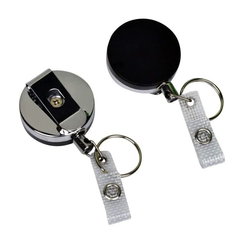 1pc Metal Retractable Easy Pull Bucklet Badge Reel Staff Pass Work Card Clip Key Chain Badge Reel ID Badge Lanyard Name Card