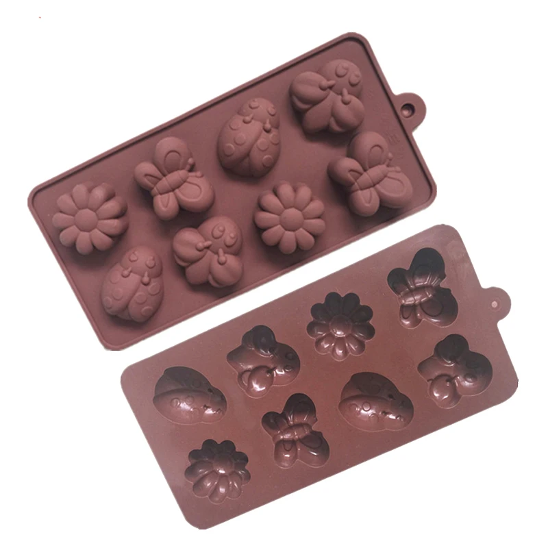 3D  Insect Silicone Chocolate Candy Mould Flower Butterfly Bee Ladybug Cake Fondant Molds Children's Food  Party Baking Tool