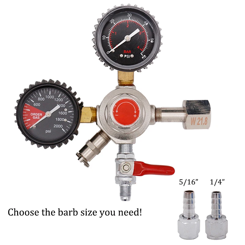 New Homebrew Dual Gauge CO2 Draft Beer Regulator for Draft Beer Kegerators w/ CGA320/W21.8 Inlet & Safety Pressure Relief Valve