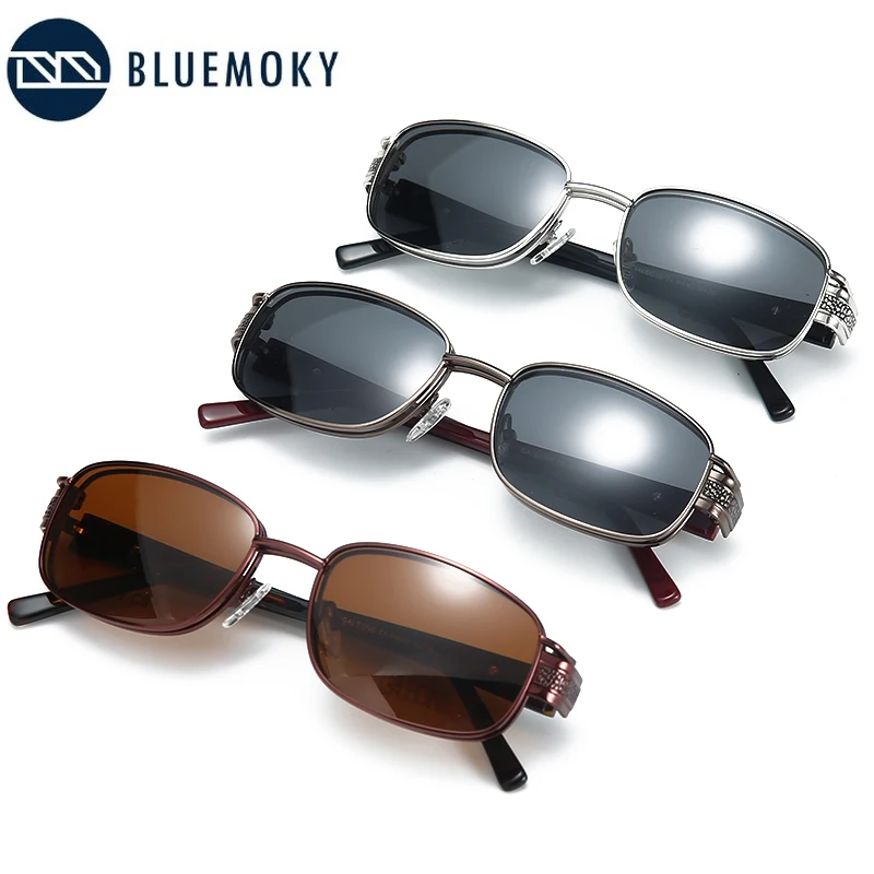 BLUEMOKY Vintage Steampunk Clip On Sunglasses Women Men Fashion Square Removable Flip Lens UV400 Polarized Driving Sun Glasses