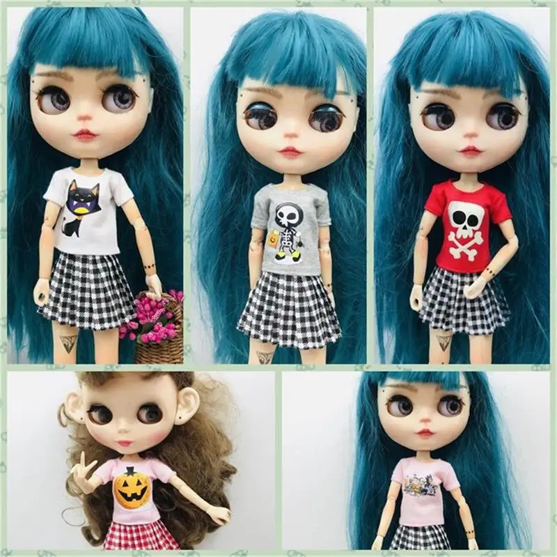 Nuovi abiti alla moda Blyth T-shirt corta a tema Halloween Licca, accessori per bambole 1/6