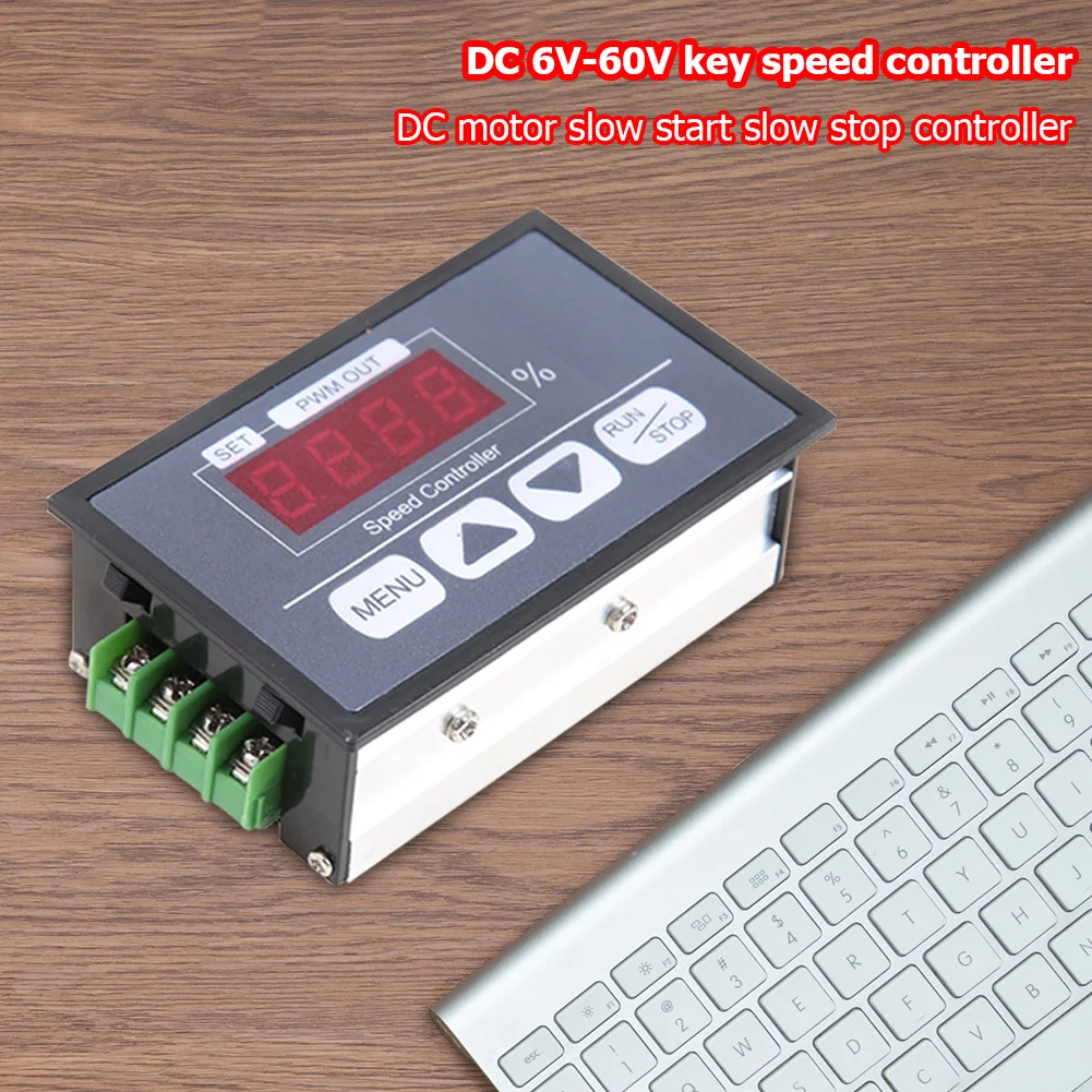 DC Motor Speed Control Switch Slow Start Soft Stop PWM Digital Display 6-60V 30A Easily Carrying Lightweight Gadgets