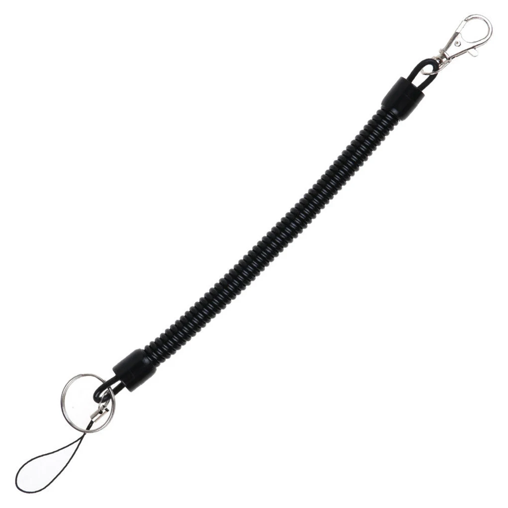 Wallet Phone Elastic Spring Coiled Plastic Key Chain Clip Key Ring Spiral Strap Rope Stretchy Lanyard