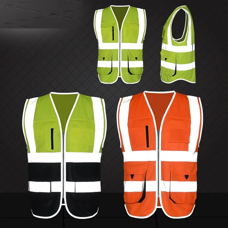 High Visibility Reflective Safety Vest Security Clothing Work Reflective Vest Multi Pockets Workwear Safety Waistcoat Men Tops