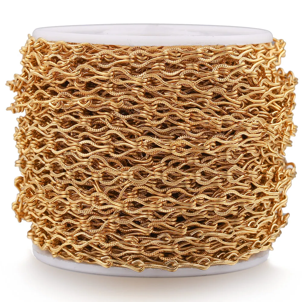 2 متر/وحدة الفولاذ المقاوم للصدأ الملتوية الملمس رائعة لمبة الذهب سلسلة سلاسل لل القلائد أساور مستلزمات بها بنفسك مستلزمات صناعة المجوهرات