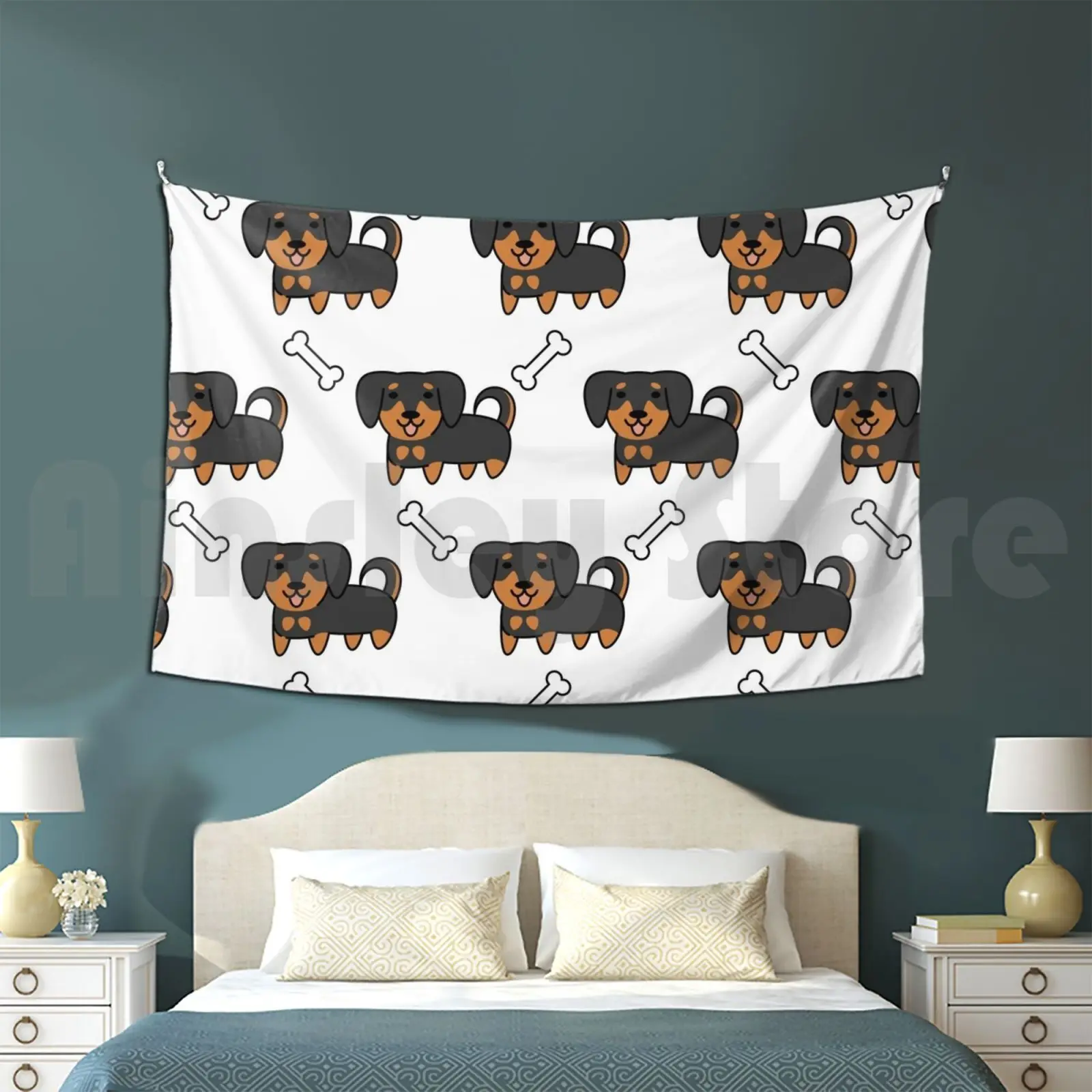 Bones Pattern Dachshund Customized Tapestry Bones Pattern Dachshund Doxie Dog Dachshund Gift Dachshund