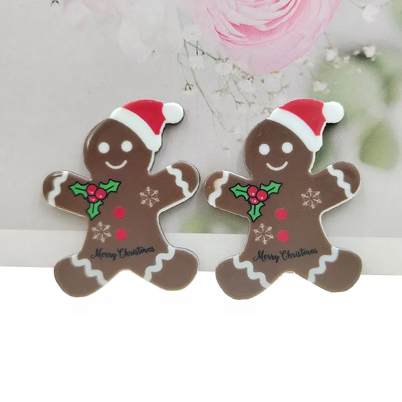 100pcs/lot Christmas design Acrylic spray painting planar resin diy decoration crafts phone hair accessories