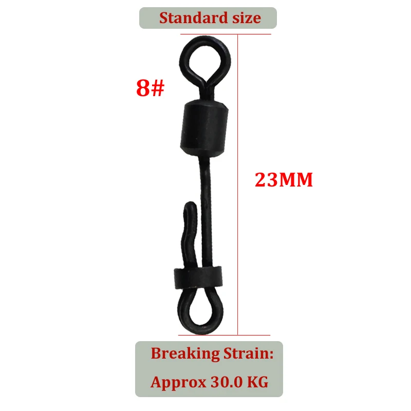 10PCS Carp Fishing Accessories Clam Lock Quick Change Swivels with 8 word Rolling Ring Connector for Carp Rig Tackle Accessories