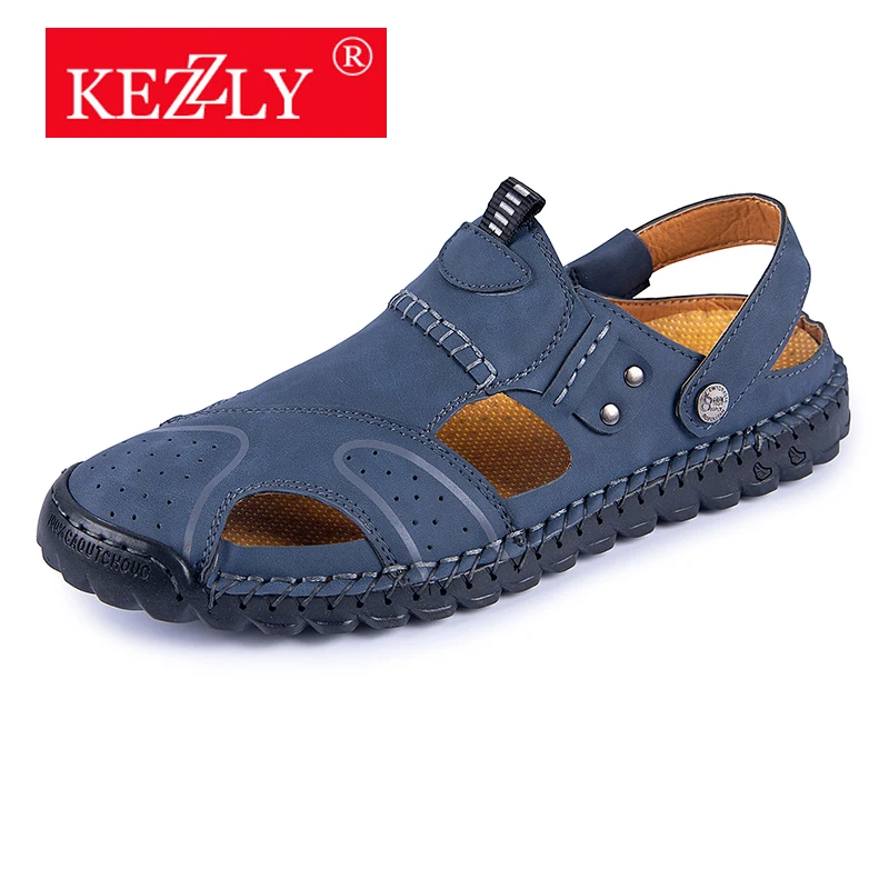 New men's summer sandals, hand-stitched sandals and slippers dual-use large size outdoor breathable men's shoes