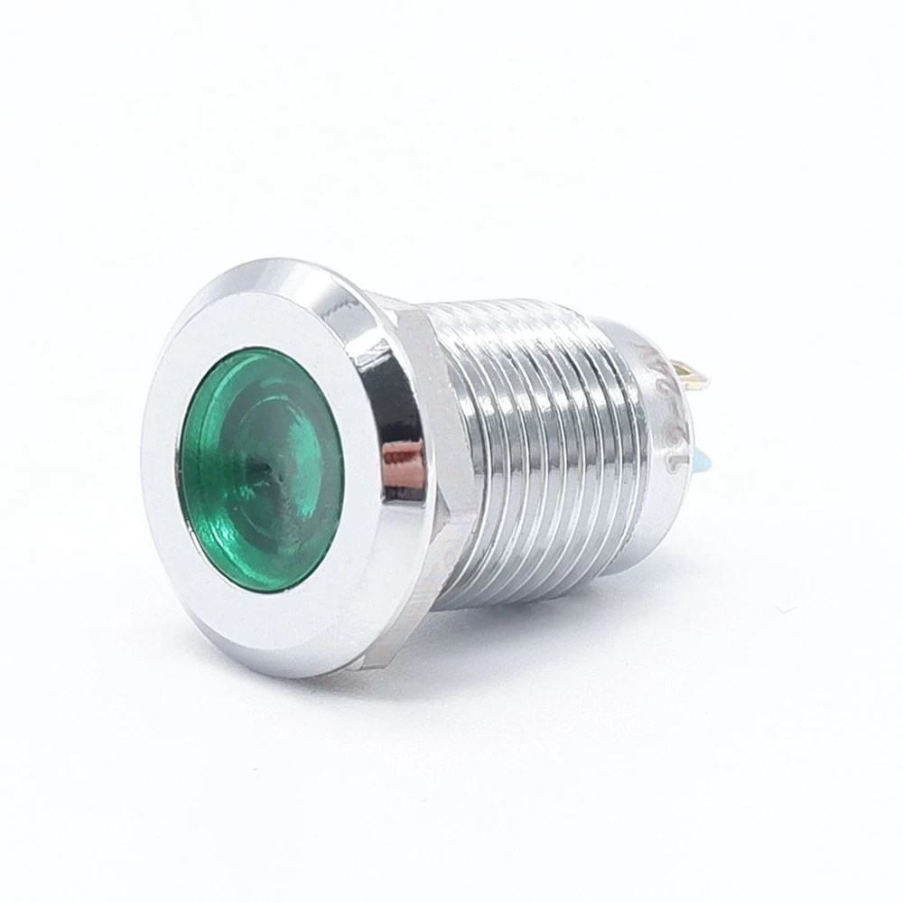 12mm LED Metal IndicatorLight Signal Lamp Pilot Lamp Flat Head 6V 12V 24V 220v Wire Red Yellow Blue Green White