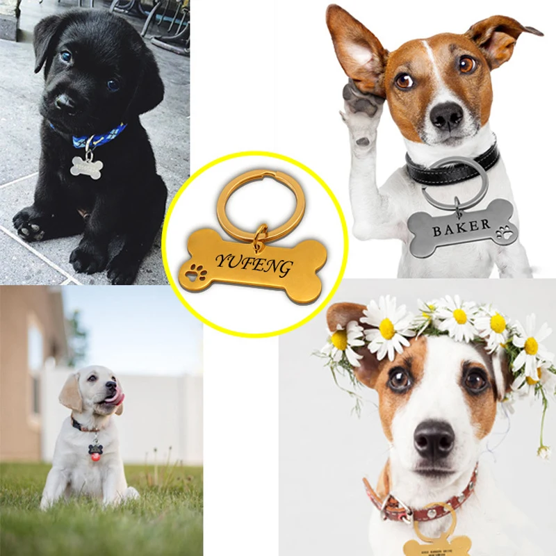 Anti-lost Personalized Pet Identity Tag Dog Collar Laser Engraved Logo Pet Identity Tag Puppy Pendant Pet Accessories