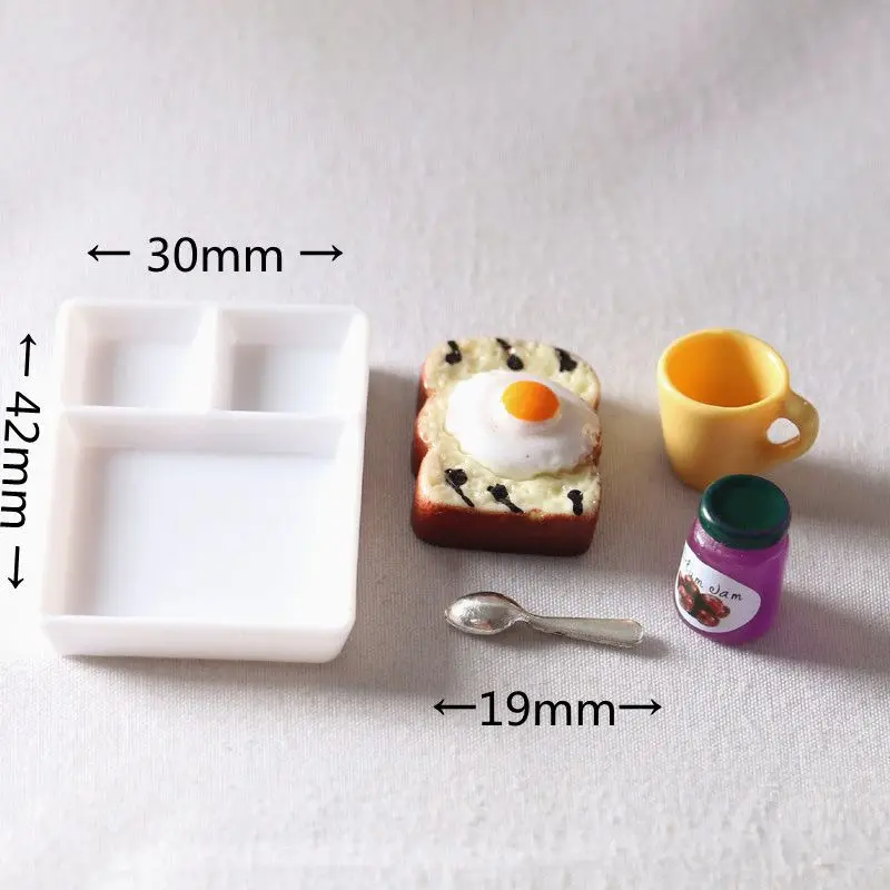 Dollhouse Miniature Kitchen Toys, 1 Set, 1:12, Toast Bread, Jam Plate Set, Food for Blyth Barbies, OB11, Doll House Decor