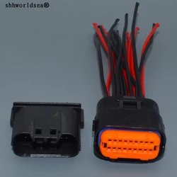 shhworldsea 18 Pin/Way  ECU Standard Pinheader Male Female Plug Housing Automotive Connector MX23A18SF1 MX23A18NF1 with wire