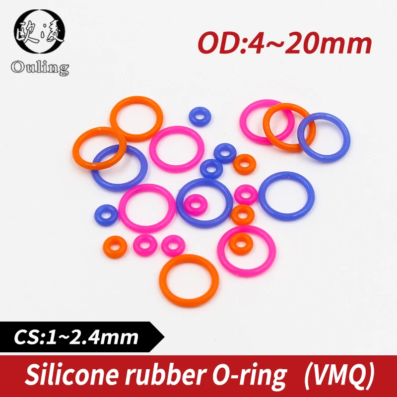 10PCS / batch multicolor silicone rubber O-ring silicone / VMQ thickness CS1/1.5/1.9/2.4mm rubber gasket O-ring