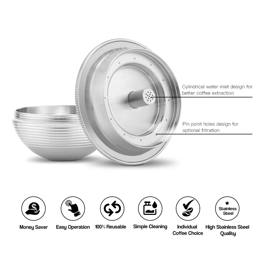 RECAFIMIL Crema Refillable Coffee Capsule Pod  for Nespresso Vertuoline Plus & Delonghi ENV150 Stainless Steel Coffee Filter