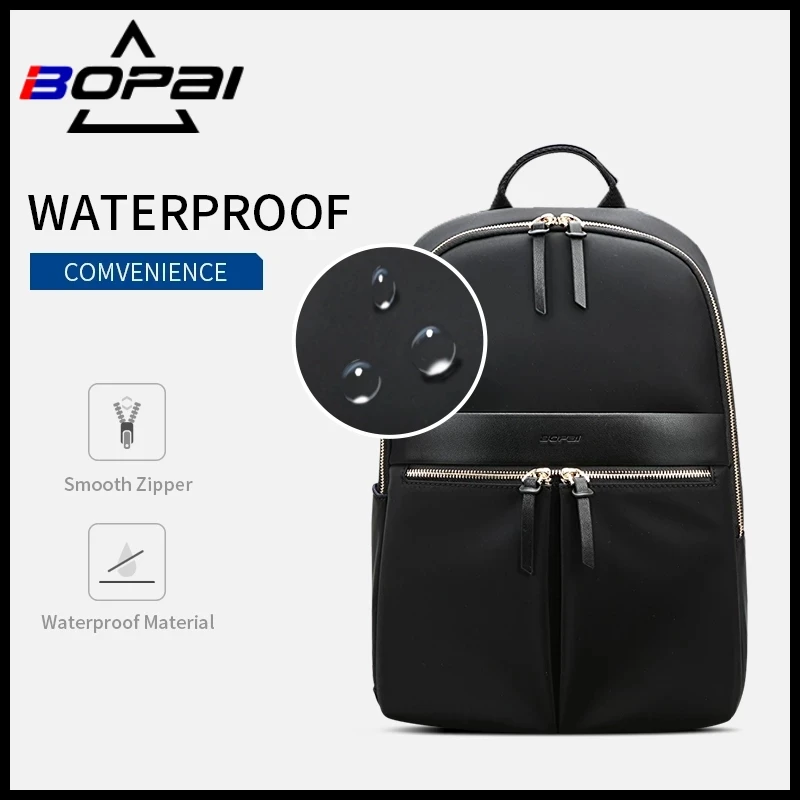 BOPAI Large Capacity Women\'s Backpack Business Fashion Casual Travel Shoulder Bag 14 Inch Laptop Backpacks Student Backpacks