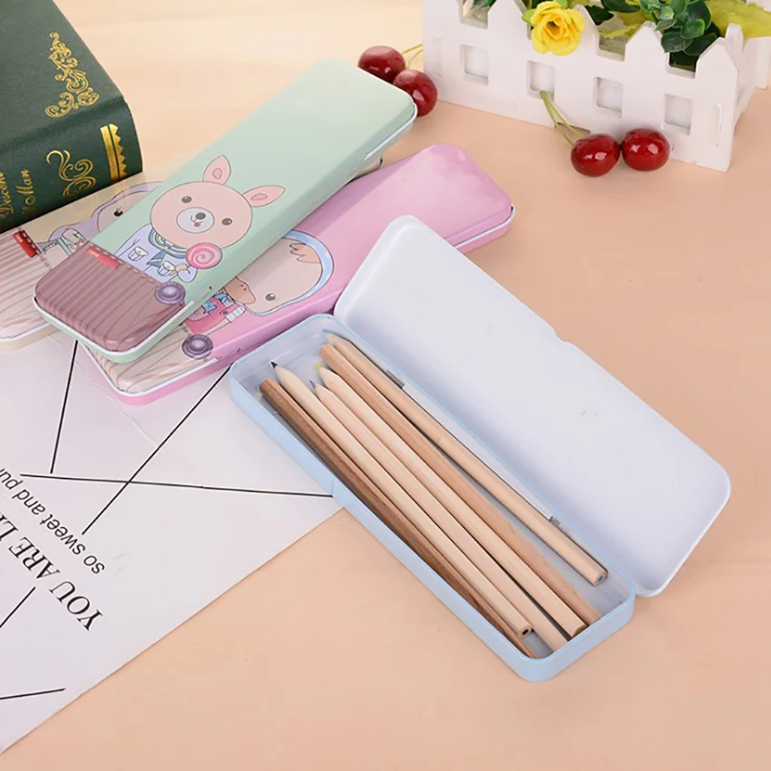 1PC Portable Cartoon Animal Pencil Case Creative Pencil Box Stationery Box For Student Kids Pencil Cases Storage Box 20*6*1.5cm