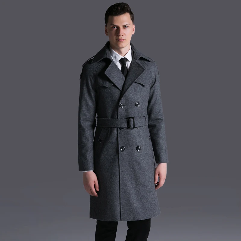 

Brand Mens Coats Luxury Double Breasted Solid Thick Mens Jackets And Coats Plus Size 6xl Adjustable Waist Man Trench With Belt
