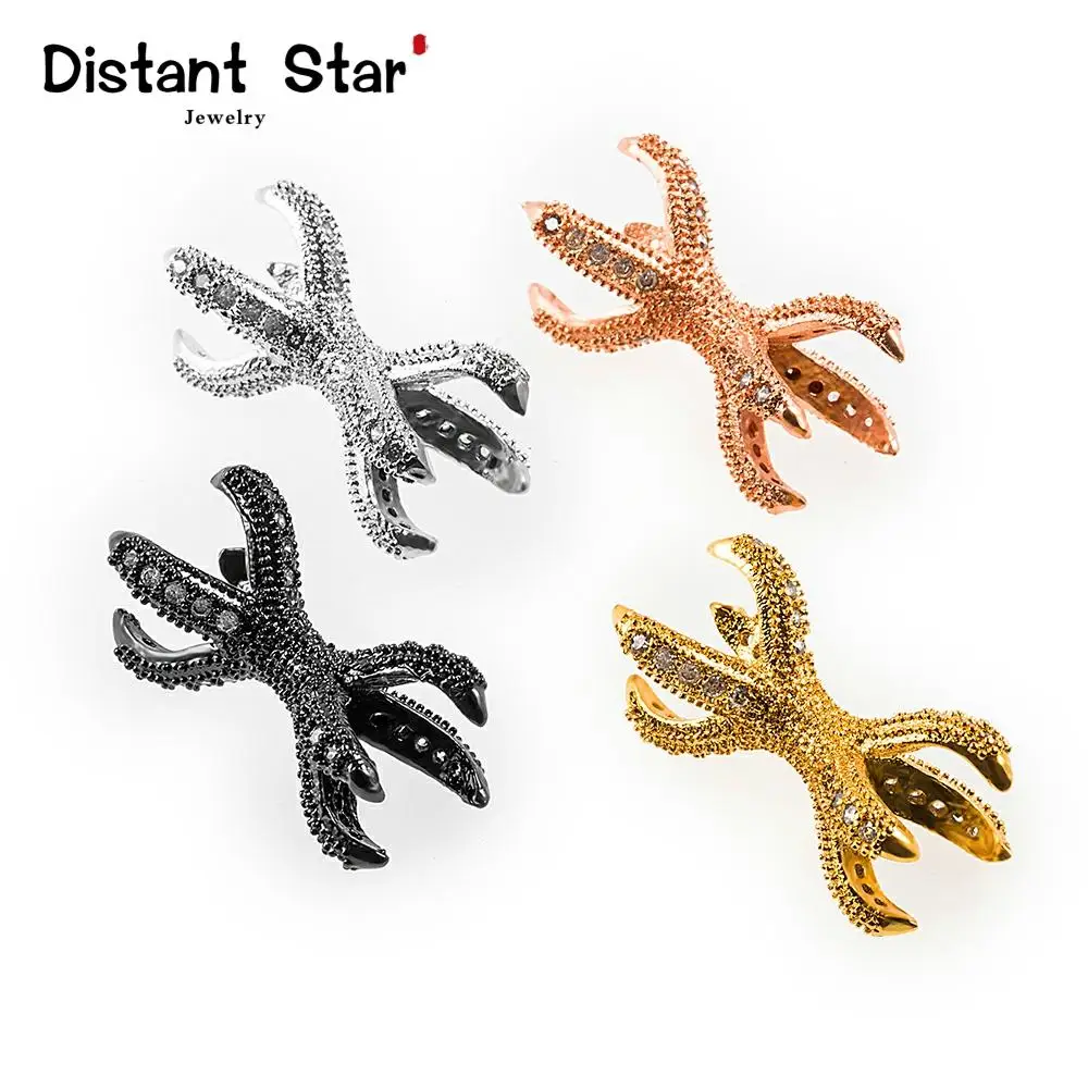 0.3*0.9 Octopus Cubic Zirconia Brass Jewelry Bracelet Accessories Diy Necklace For Making Connector Creative Craft Paw Finding