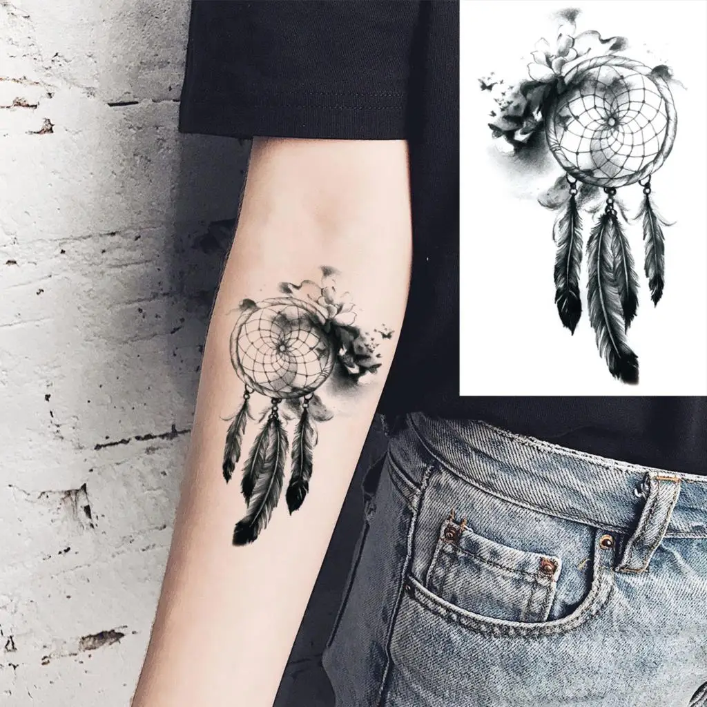 Black Thorns Fashion Temporary Tattoos For Men Women Dreamcatcher Realistic Fake Tattoo Waterproof Body Art Tatoos Decal Wrist