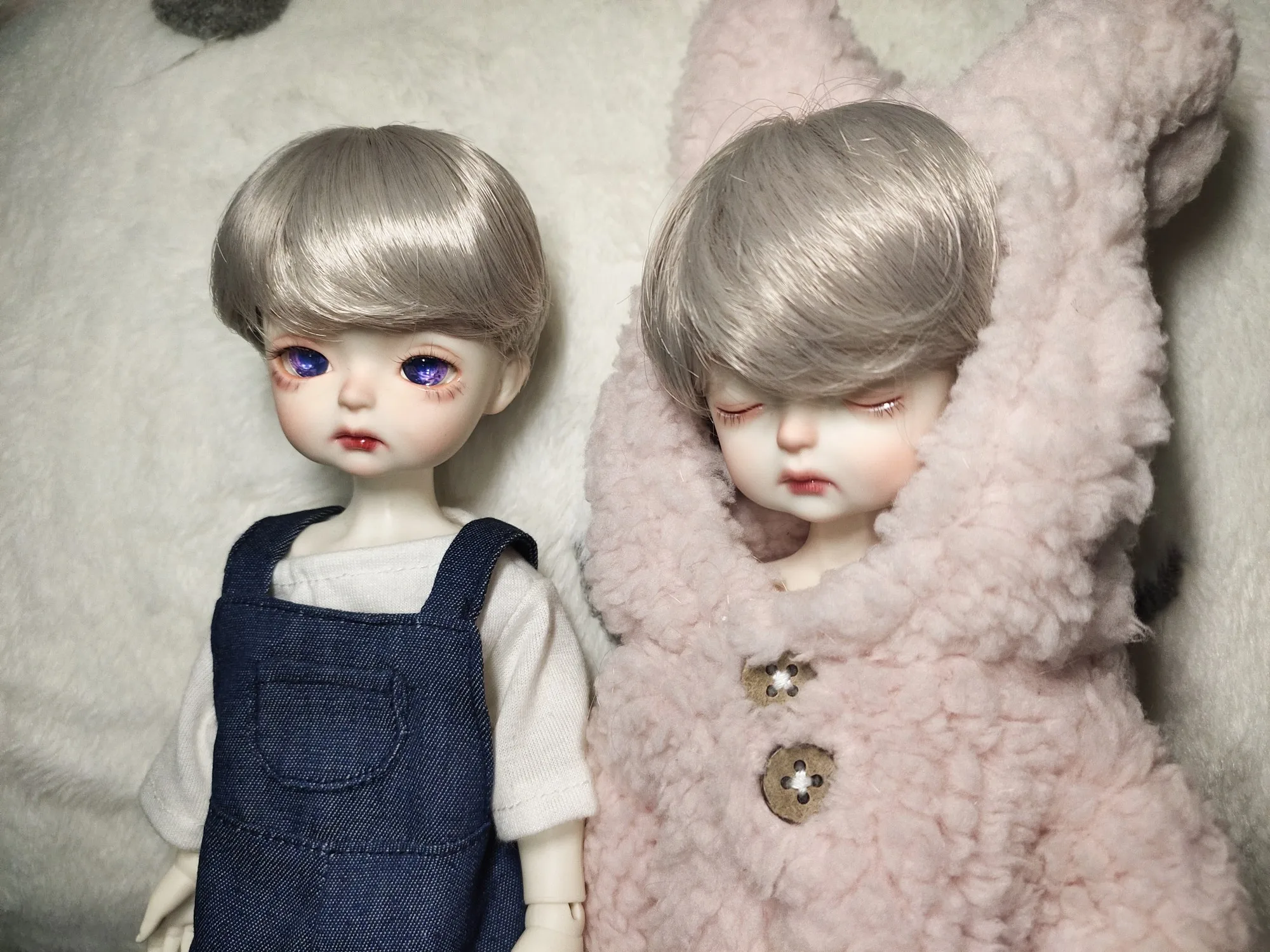 D03-P339 juguete para niños BJD DD SD MSD 1/4 1/6 1/3 accesorios para muñecas peluca alambre de alta temperatura pelo corto colorido blanco dorado 1 Uds