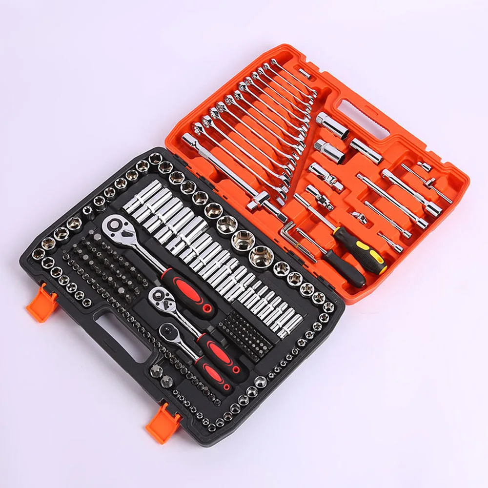 216 Pieces Chrome Vanadium Steel Auto Repair Tool Auto Repair Wrench Screwdriver Auto Repair Sheet Metal Tool Kit