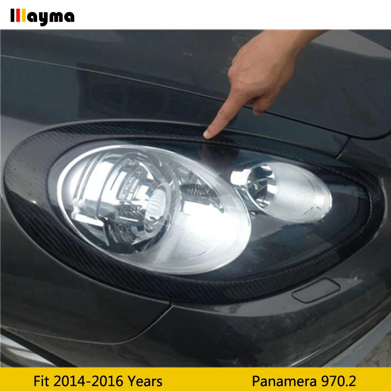 

For Porsche Panamera 970.2 2014 - 2016 Carbon fiber headlight decorative covers eyelid Car styling front lamp eyebrow sticker