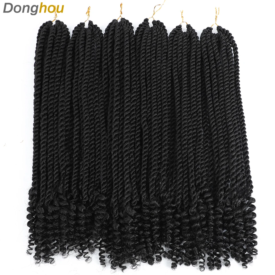 18 pulgadas diosa senegalesa Twist Crochet Pelo Rizado extremos pre-bucle senegalés Twist pelo trenzas de ganchillo pelo sintético Twist