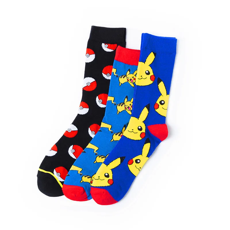 Chaussettes en coton Pokemon Pikachu pour hommes et femmes, figurine SLaura, Salamèche, Bulbizarre, Anime Cosplay, cadeau de Noël