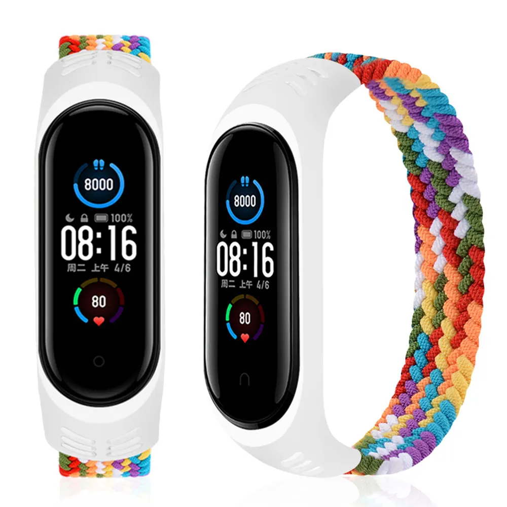 Dành Cho Xiaomi Mi Band 6 5 Dây Bện Nylon Dây Đeo Đồng Hồ Thông Minh Smartwatch Dây Vòng Đeo Tay MiBand 5 6 Độ Đàn Hồi Dây Đồng Hồ