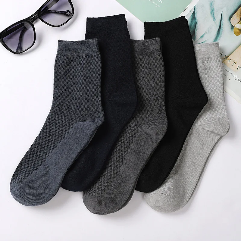 24Hours Fast Ship High Quality Men Bamboo Fiber Socks Men Breathable Compression Long Socks Business Casual Male Large Size38-45