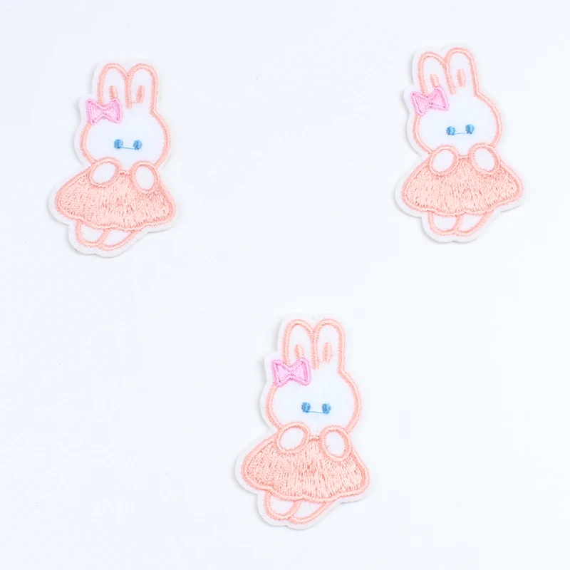 10pcs Cartoon Rabbit Patches Iron On Cute Animal Stickers Handmade Girls Clothes Shoes Bags Hats Sewing Appliques DIY Badge