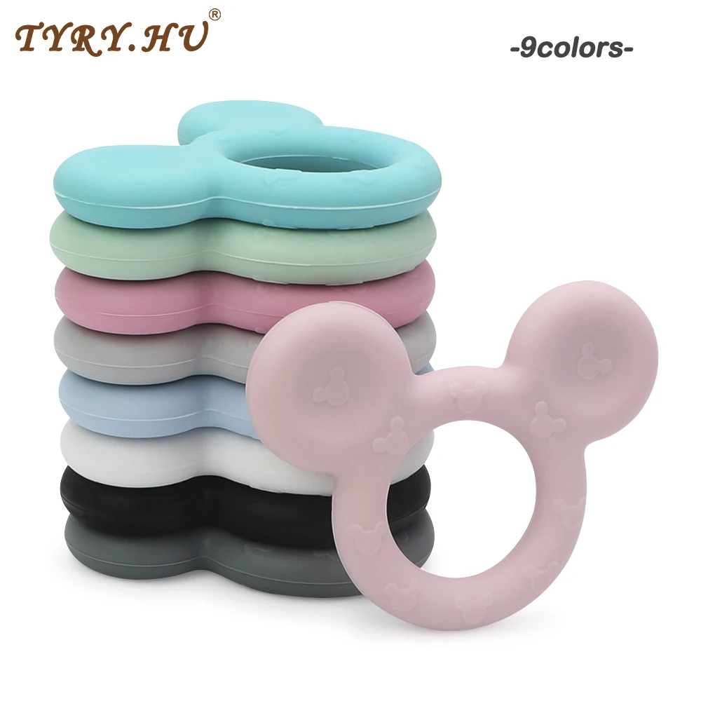 TYRY.HU 1pc Baby Teether Mickey Silicone Baby Holder Clip Mouse Cartoon Chew Pendant Nursing Pacifier Clip Necklace Newborn Toy